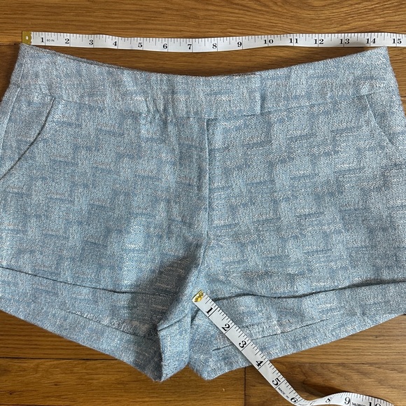 Romeo & Juliet Couture Blue and Silver Woven Tweed Shorts w/Pockets Small - Picture 3 of 8